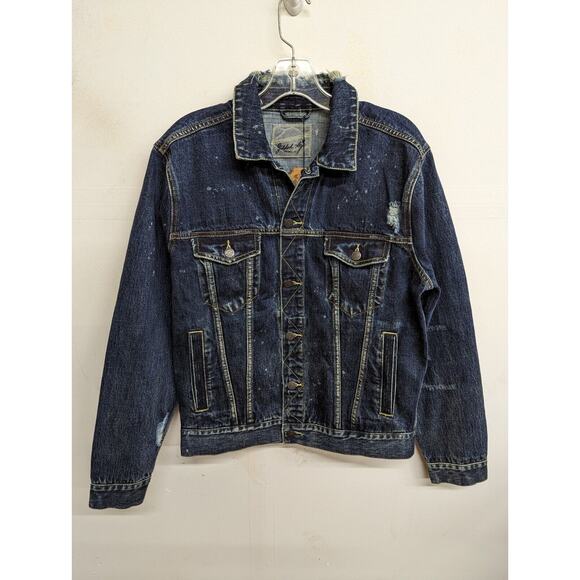 Gilded Age Mens Japanese Selvedge Denim Jacket Destroyed Optic Blue Size Small - Picture 1 of 12